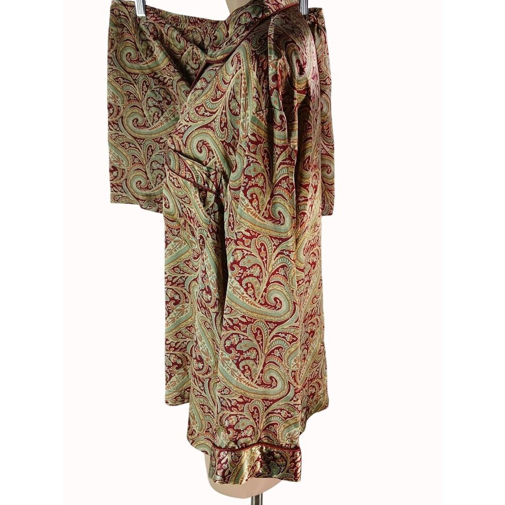 Victorias Secret Gold Burgundy 2 Pc Pajama Set L XL Menswear Button Top Shorts - Picture 6 of 15